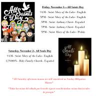 ALL SAINTS DAY & ALL SOULS DAY MASS SCHEDULE