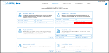 Imagen de la página de Departamentos en el sitio web del municipio de Lakewood