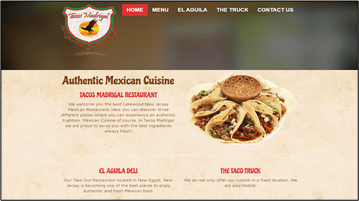 Zdjęcie strony internetowej Taqueria Madrigal