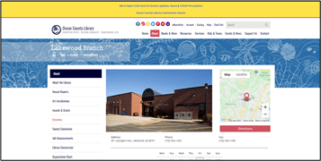 Imagen del sitio web de la Biblioteca del Condado de Ocean