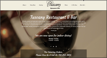 Zdjęcie strony internetowej Tuscany Restaurant & Bar